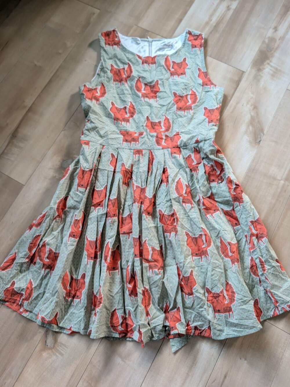 L.A. Soul Fox Print Fit & Flare Dress Size M Woodland Cottagecore